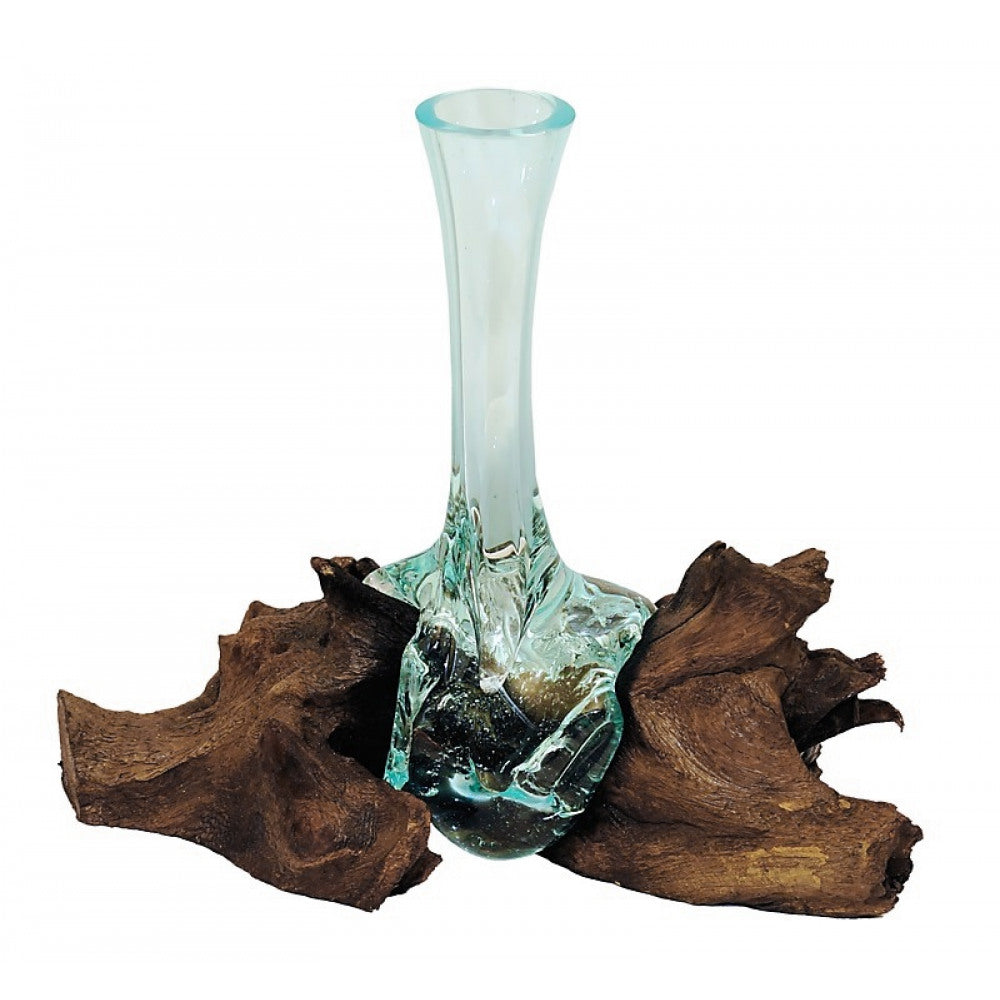 Teakholz mit Glas