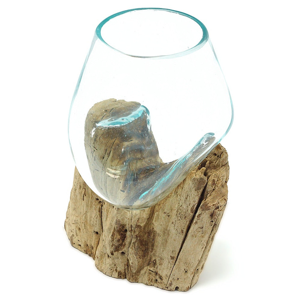 Teakholz mit Glas