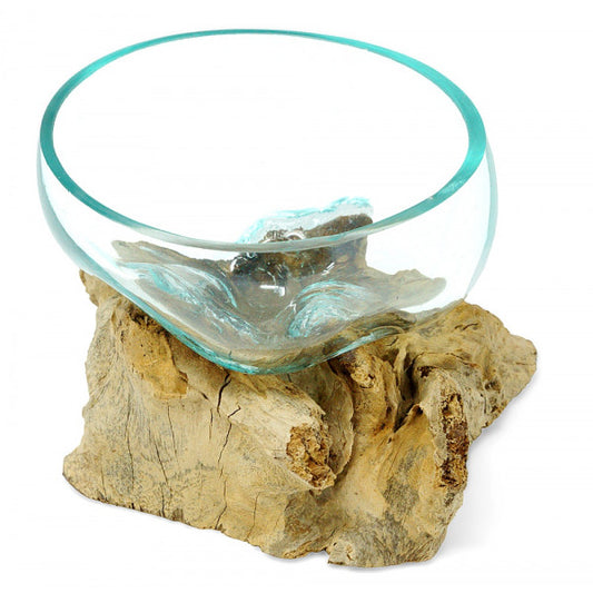 Teakholz mit Glas