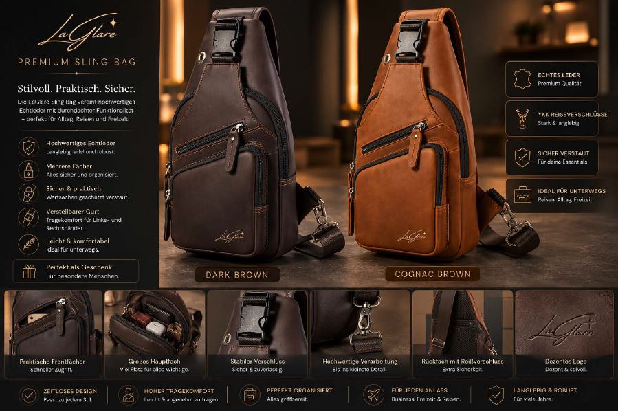 LaGlare Premium Leder Crossbody Bag